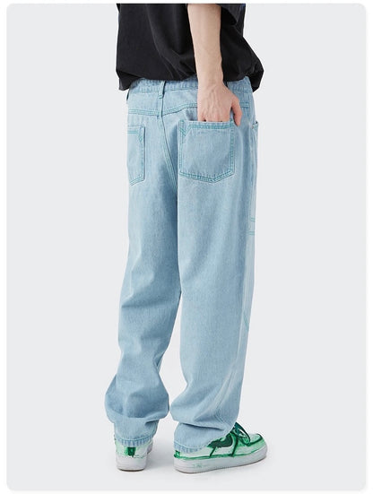 Casual Straight Green Stitched Design Jeans